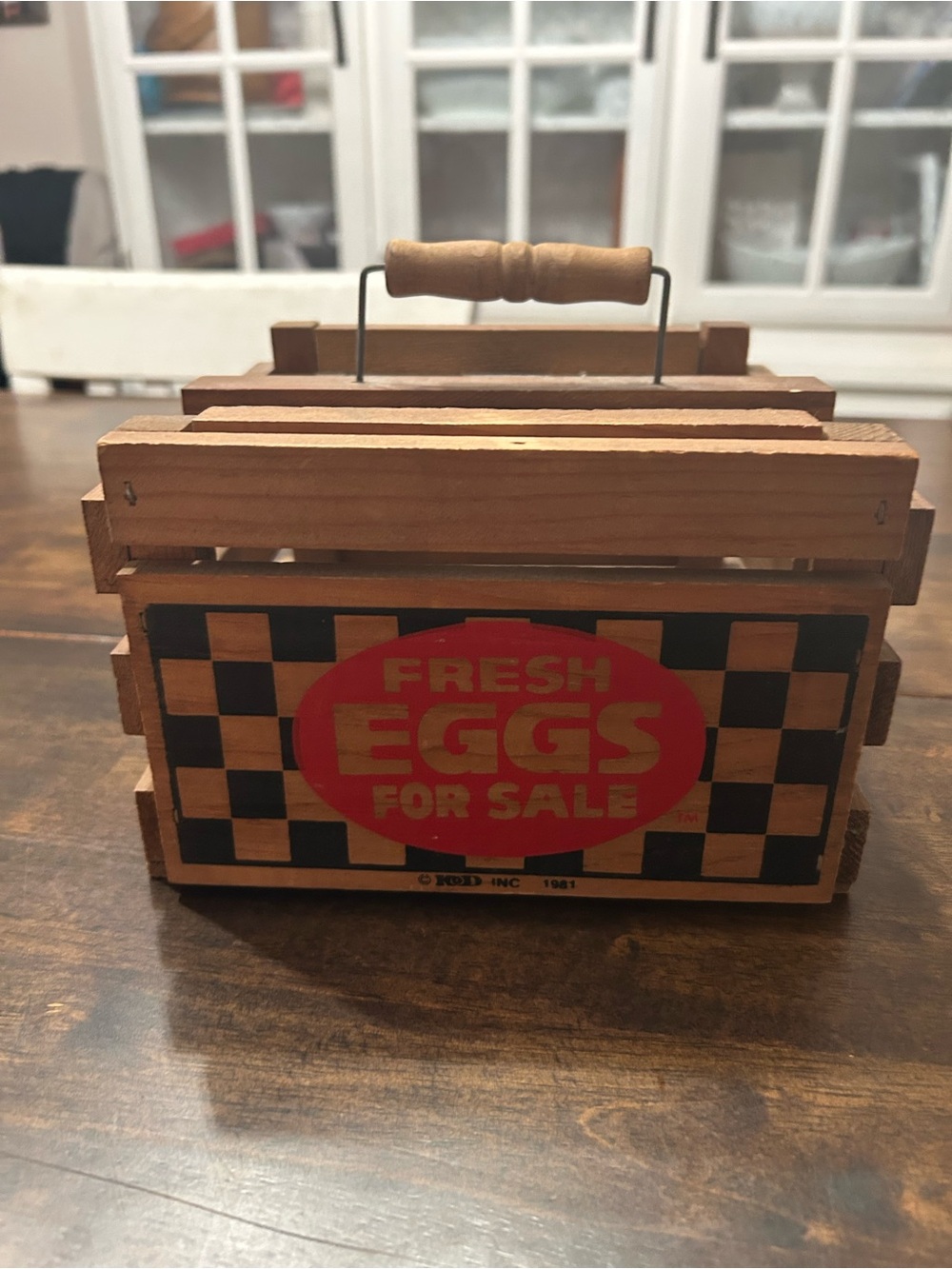 Vintage 1981 K.OD. Inc Wooden Egg Crate Wood Box